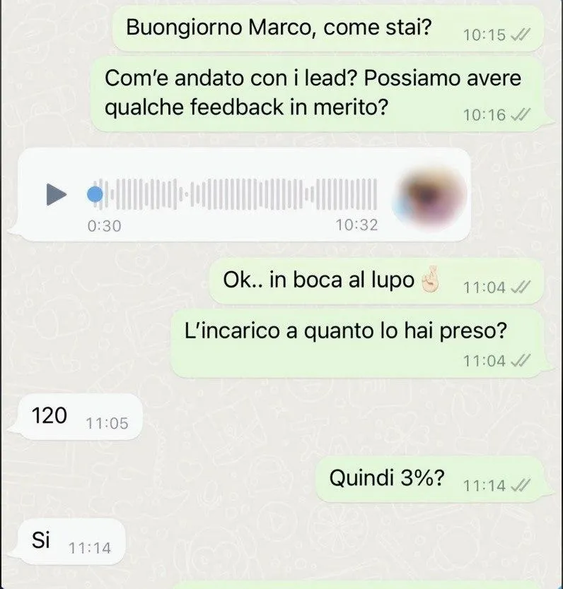 Messaggio di un cliente, 8